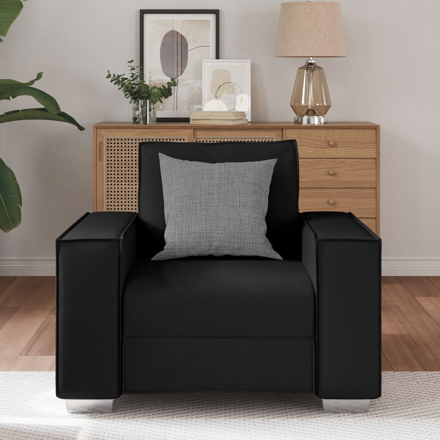 E Faux Leren Fauteuil - Zwart 59 cm