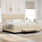 Box spring bed with mattress with headboard Cream 200 x 200 cm Fabric