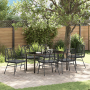 Tuinset poly rattan 7-delig zwart