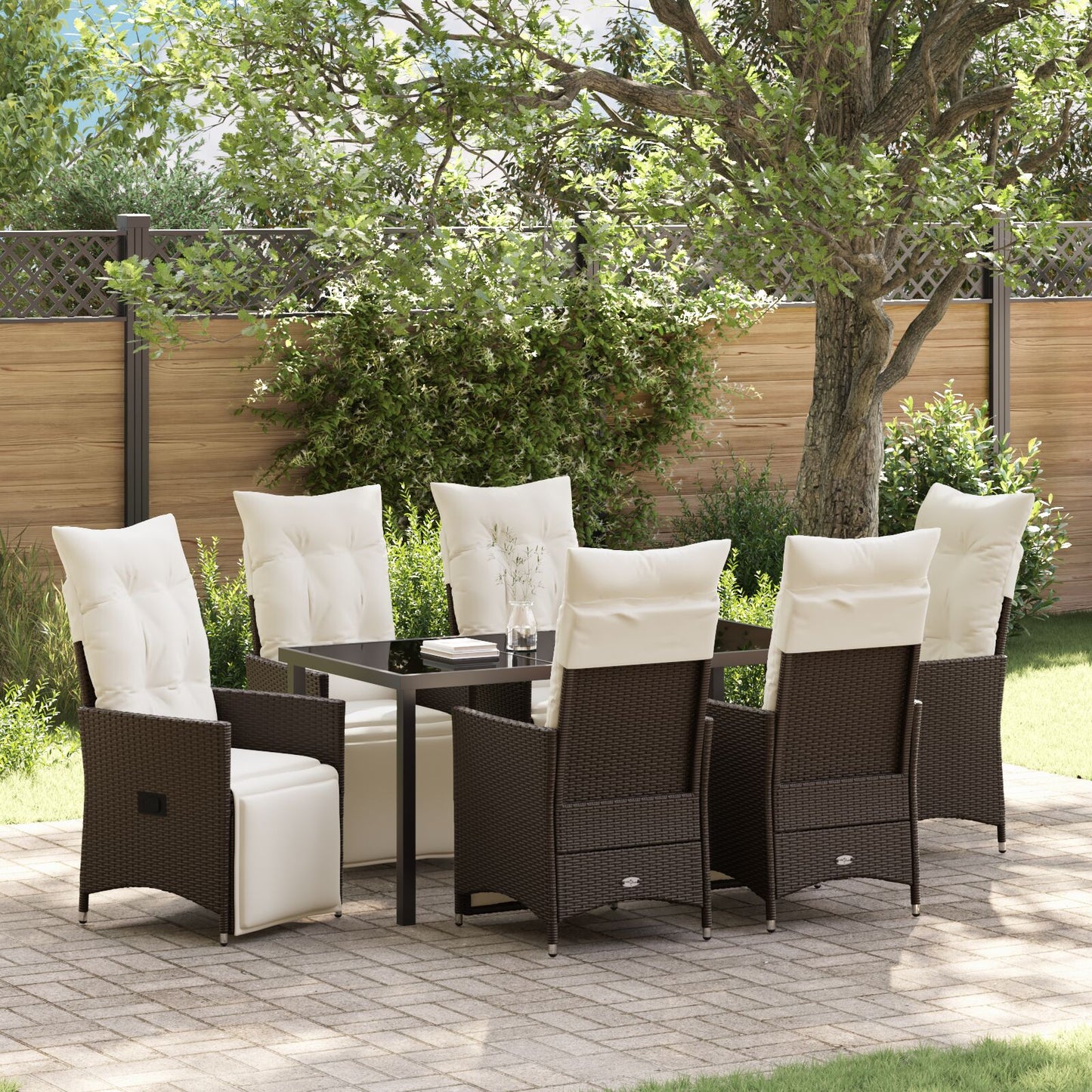 Set Van 4 Bruin Pe Rattan Enkele Fauteuil