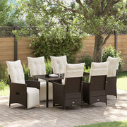 Tuinstoel set poly rattan bruin 7-delig
