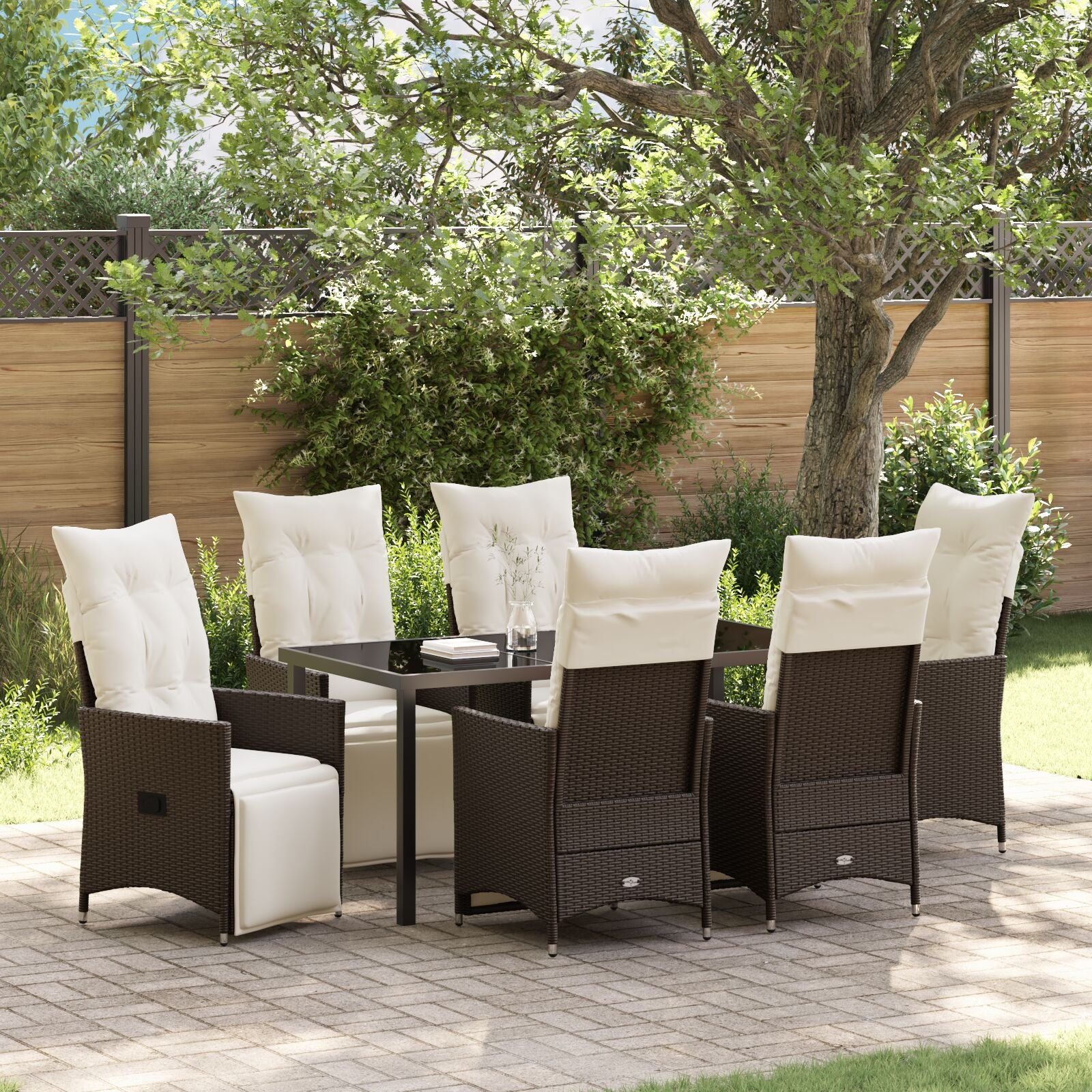 Set Van 4 Bruin Pe Rattan Enkele Fauteuil
