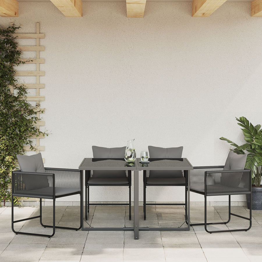 Tuinstoelen Met Kussens 4 Stuks Zwart Poly Rattan