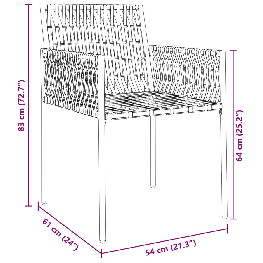 5-Delige Tuin Eetset Met Kussens Zwart Poly Rattan