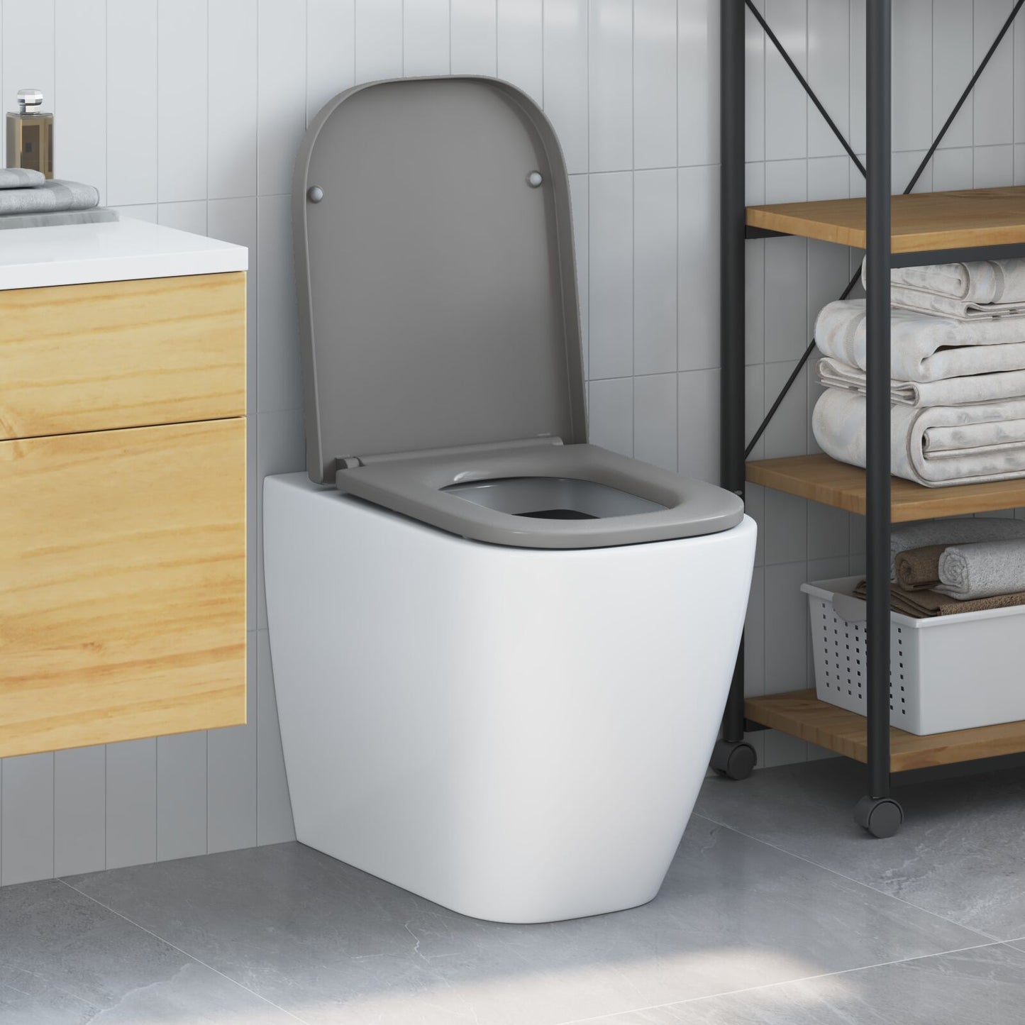 Snelle Toiletbril Met Soft Close Duroplast Grijs