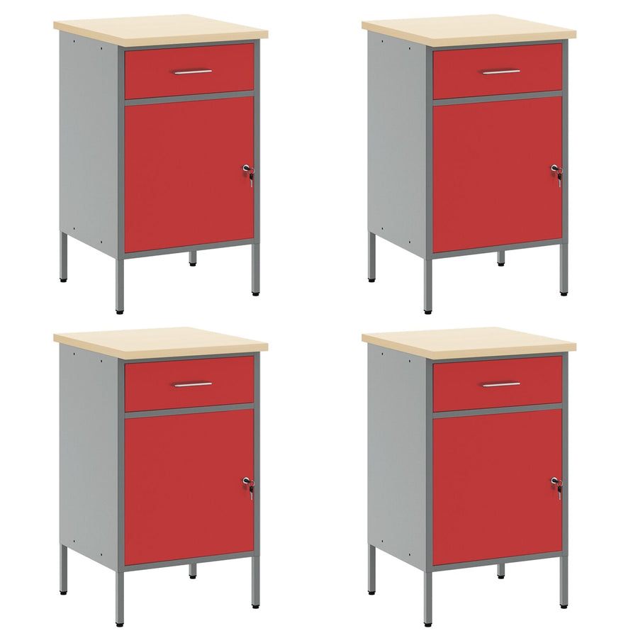 10-Delige Werkcabinet En Pegboard Set In Het Van Mdf En Metaal 4x (84 cm) Rood 6x cabinet + 6x pegboard