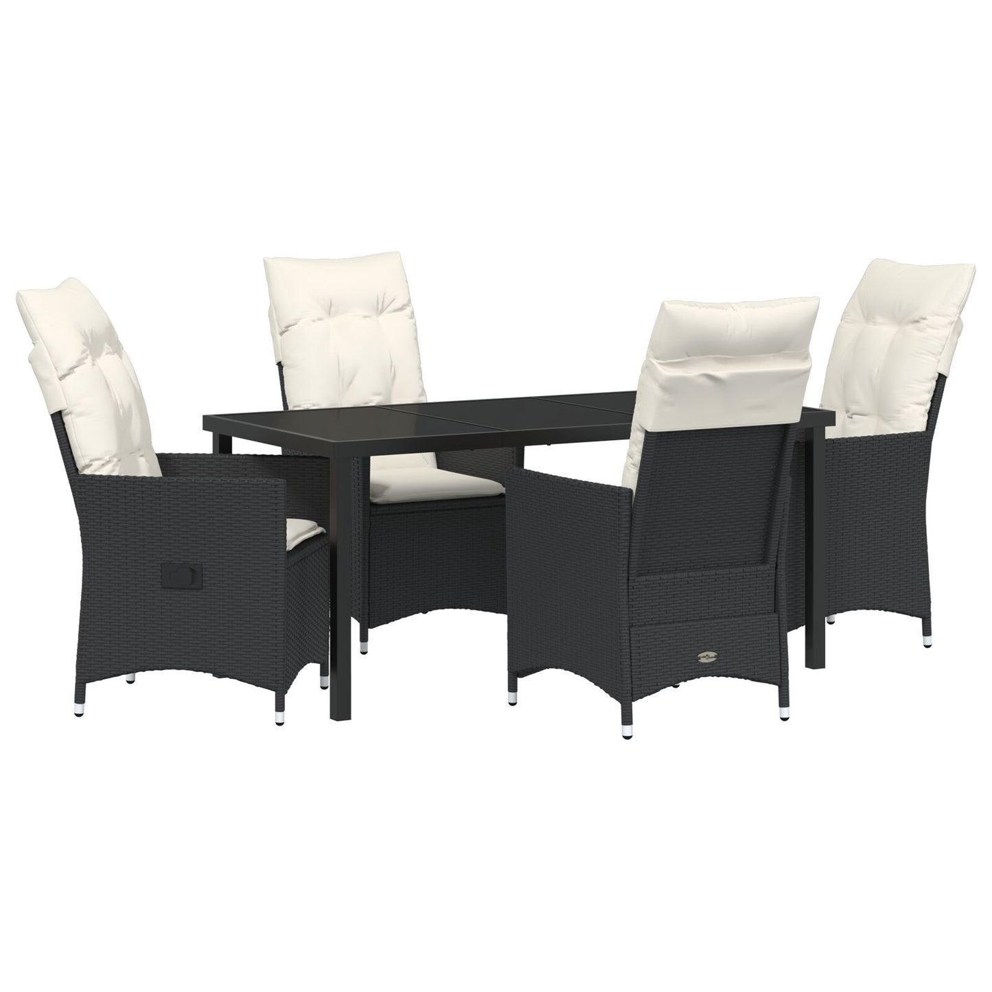 5-Delig Tuin Eetset Met Kussens Zwart Poly Rattan