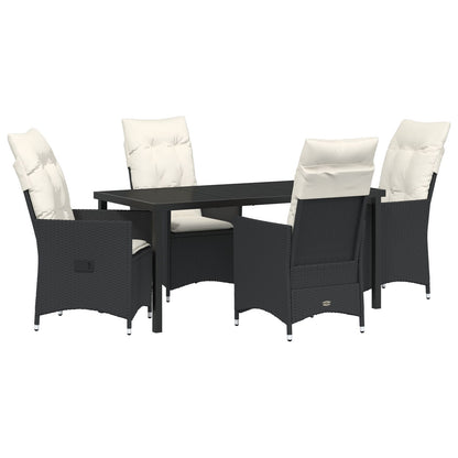 5-Delig Tuin Eetset Met Kussens Zwart Poly Rattan