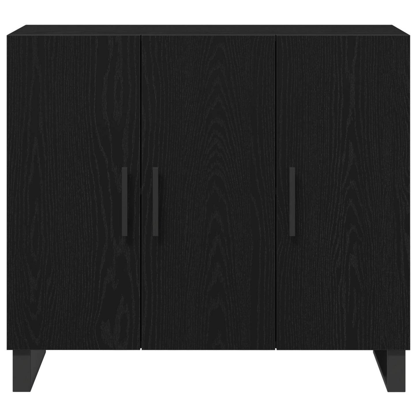 Sideboard Met 3 Deuren Zwart Eiken 90X34X80 Cm Geengineerd Hout