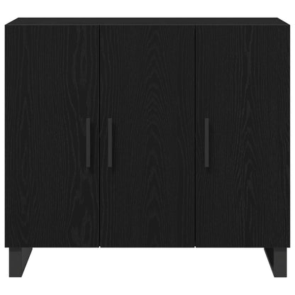 Sideboard Met 3 Deuren Zwart Eiken 90X34X80 Cm Geengineerd Hout