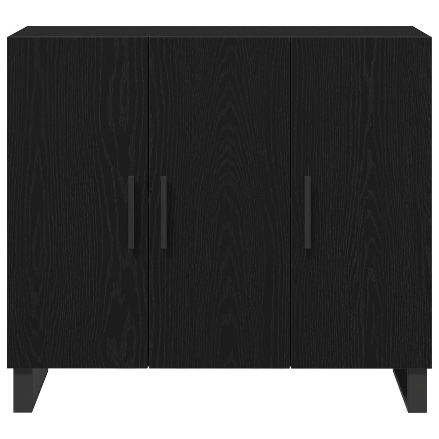 Sideboard Met 3 Deuren Zwart Eiken 90X34X80 Cm Geengineerd Hout
