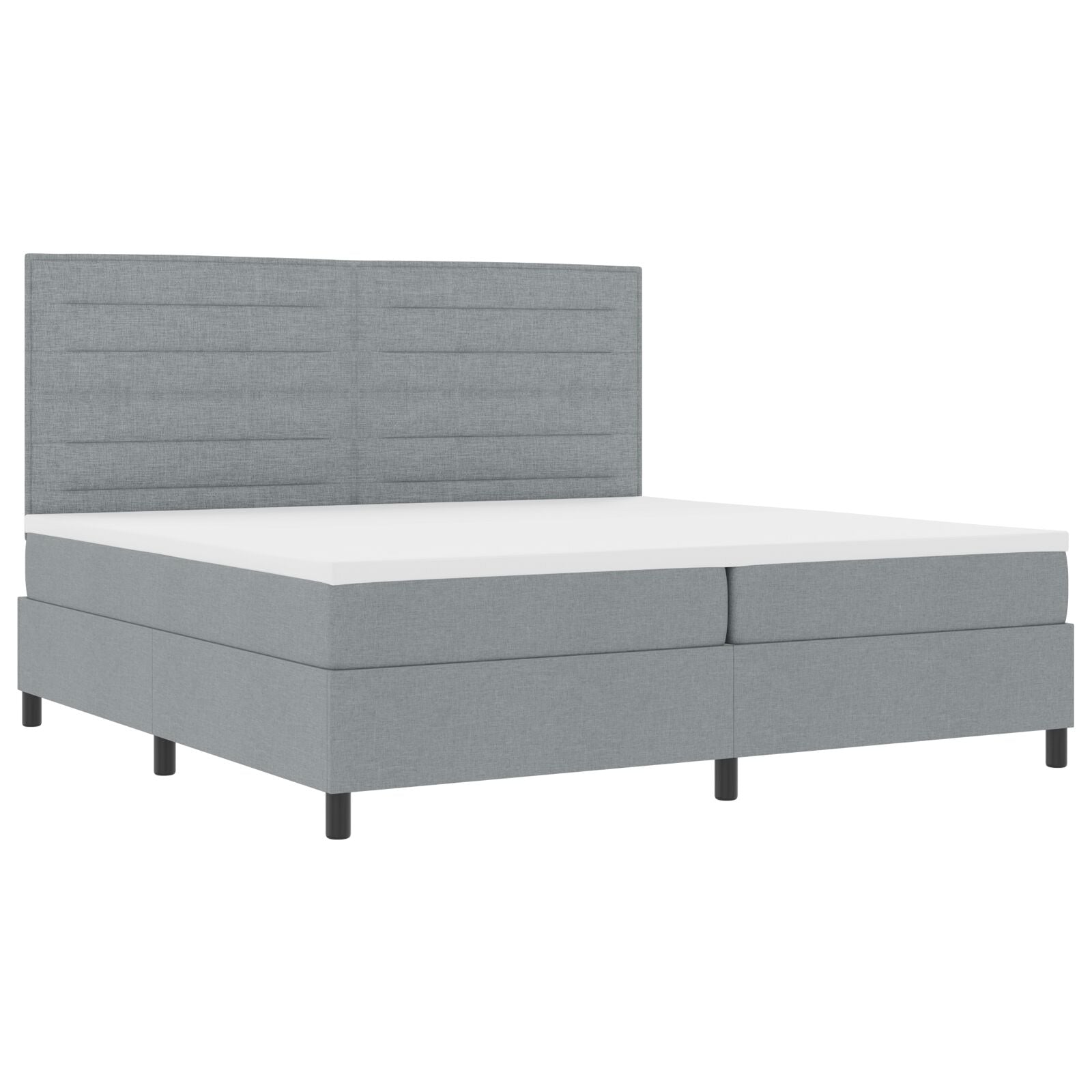 Boxspringbed Met Matras Stof Lichtgrijs 200 x 200 cm Lijnen ontwerp
