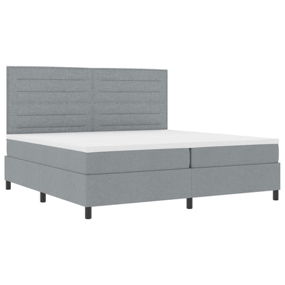 Boxspringbed Met Matras Stof Lichtgrijs 200 x 200 cm Lijnen ontwerp
