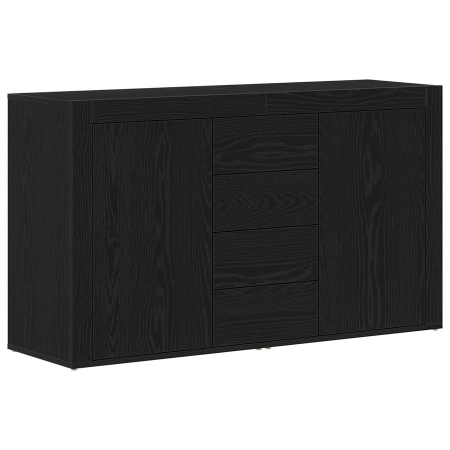 Dressoir Zwart Eiken Bewerkt Hout 120 X 36 X 69 Cm Opslag