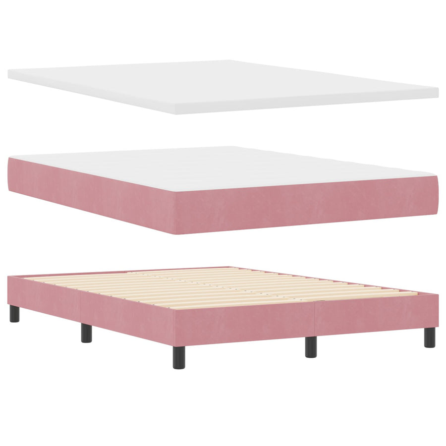 Boxspringbed Met Matras Roze 140X200 Cm Fluweel Blauw