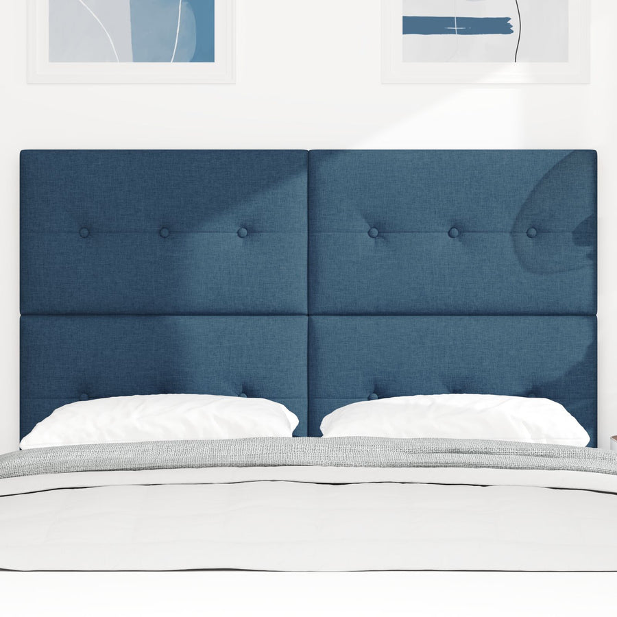 Hoofdbord Knopgeplooid Stof Blauw 140 cm Hoog hoofdbord