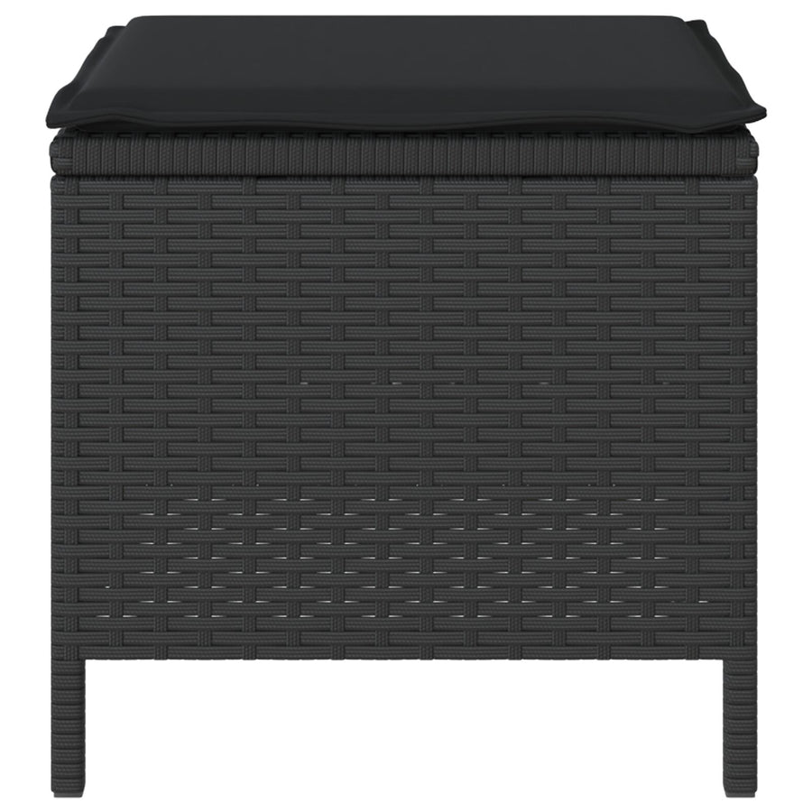 3-Delig Tuin Eetset Met Kussens Poly Rattan Acaciahout 80 cm Zwart 2 krukken