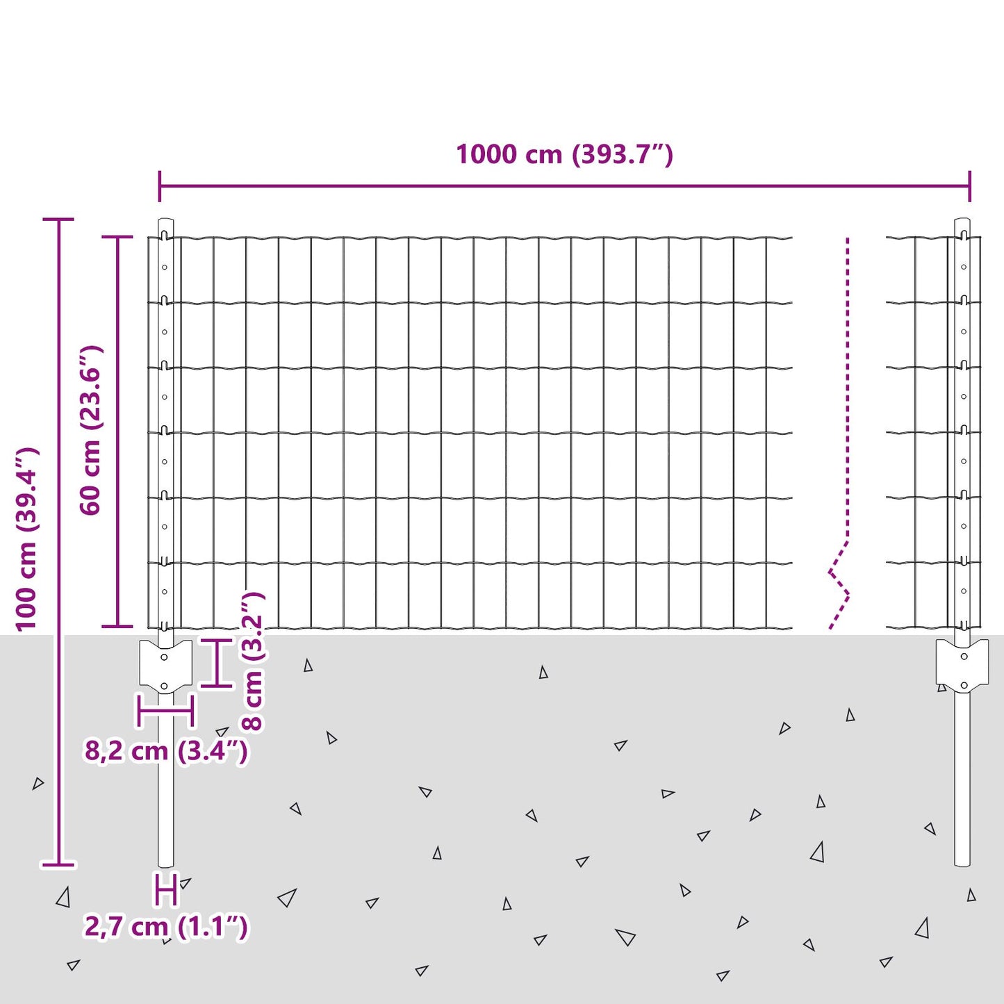 Euro Hek Met 5 U-Palen Grijs 0.6X10 M Staal