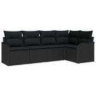 Garden Sofa Set Black poly rattan