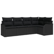 Tuinset poly rattan 4 personen zwart