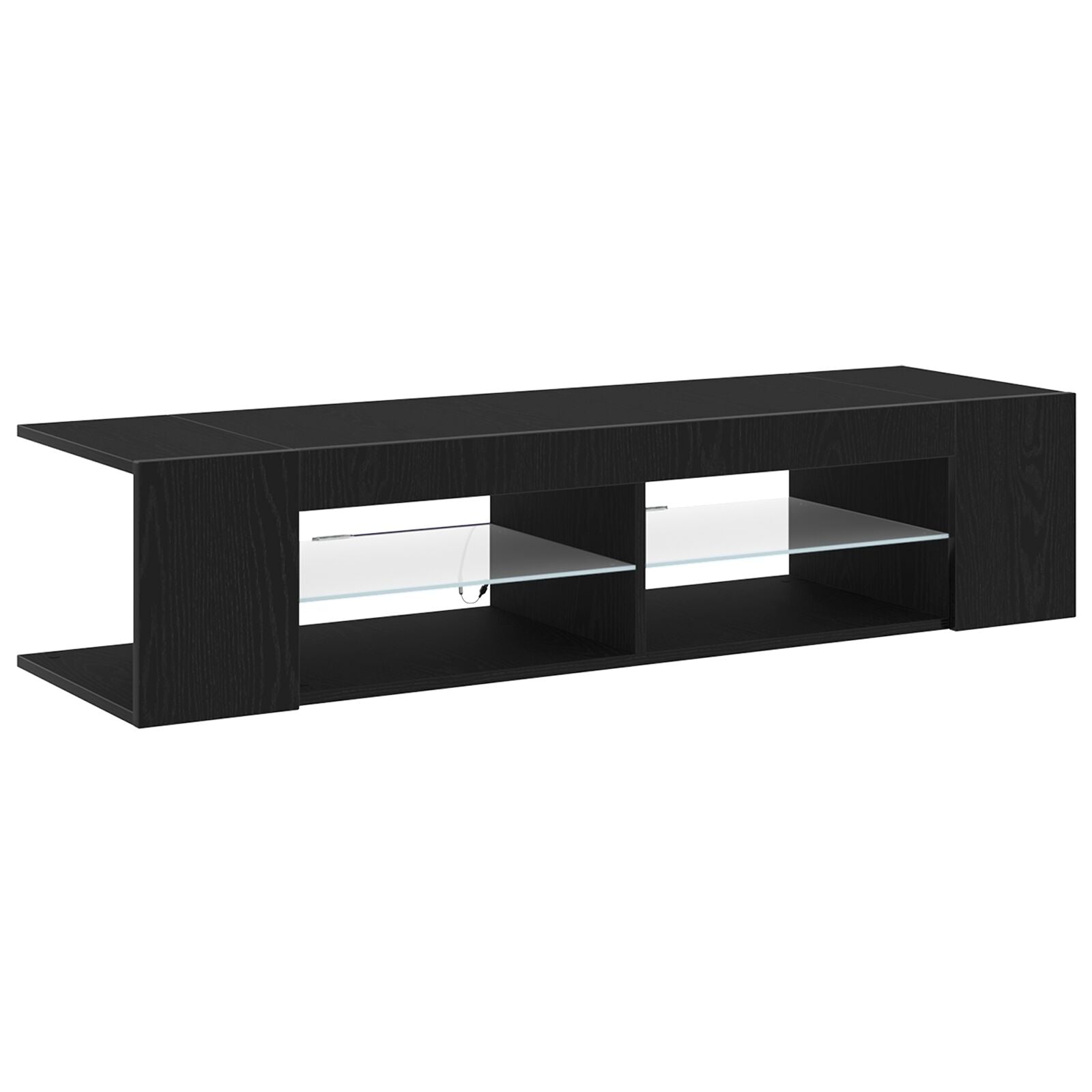Tv-Kast Met Led-Verlichting - Zwart Eiken - 135X39X30Cm - Bewerkt Hout