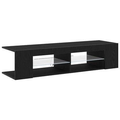 Tv-Kast Met Led-Verlichting - Zwart Eiken - 135X39X30Cm - Bewerkt Hout