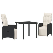3 Delig Tuin Eetset Met Kussens Zwart Poly Rattan