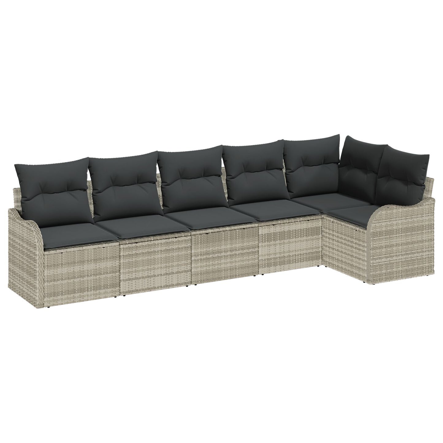 6 Delige Tuin Sofa Set met Kussens Lichtgrijs Poly Rattan, vidaXL 2-Zitter Tuin Sofa met Kussens Lichtgrijs Poly Rattan