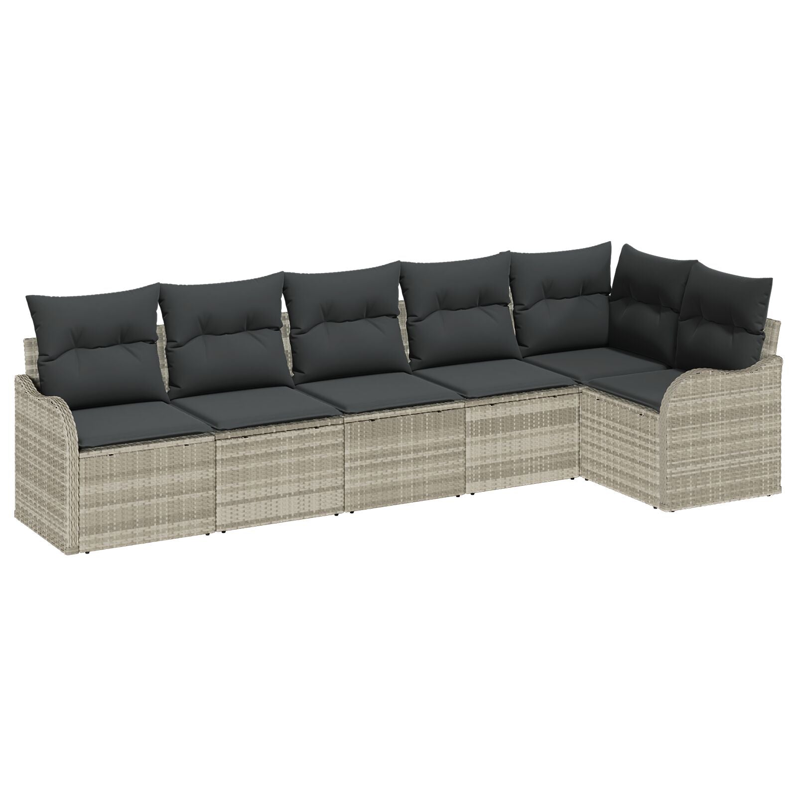 6 Delige Tuin Sofa Set met Kussens Lichtgrijs Poly Rattan, vidaXL 2-Zitter Tuin Sofa met Kussens Lichtgrijs Poly Rattan