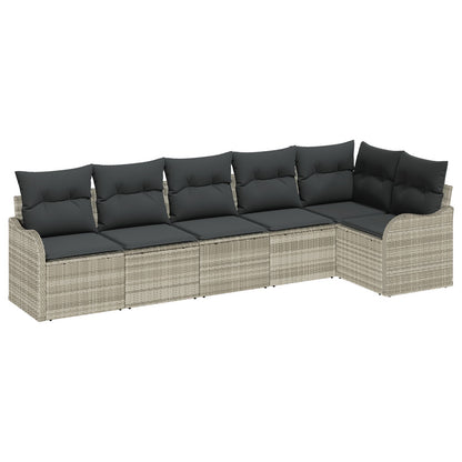 6 Delige Tuin Sofa Set met Kussens Lichtgrijs Poly Rattan, vidaXL 2-Zitter Tuin Sofa met Kussens Lichtgrijs Poly Rattan