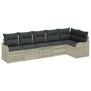 Tuinset poly rattan lichtgrijs 6-delig
