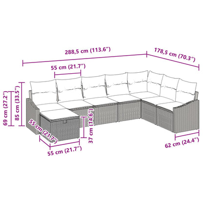 8-Persoons Tuin Sofa Set Met Kussens Beige Poly Rattan