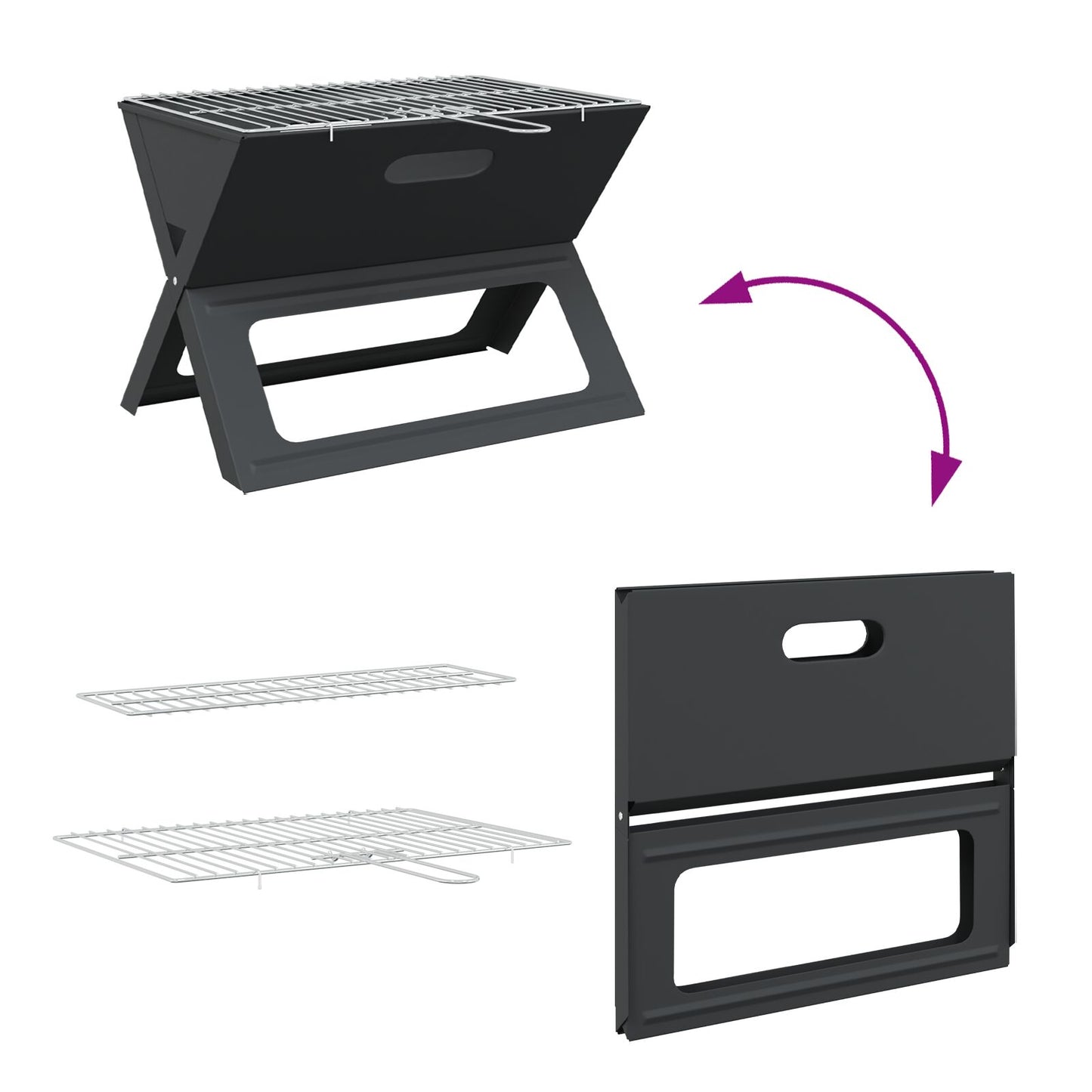 Kool Bbq Grill - Inklapbaar, Zwart, 46 X 30 X 31 Cm, Gemaakt Van Staal