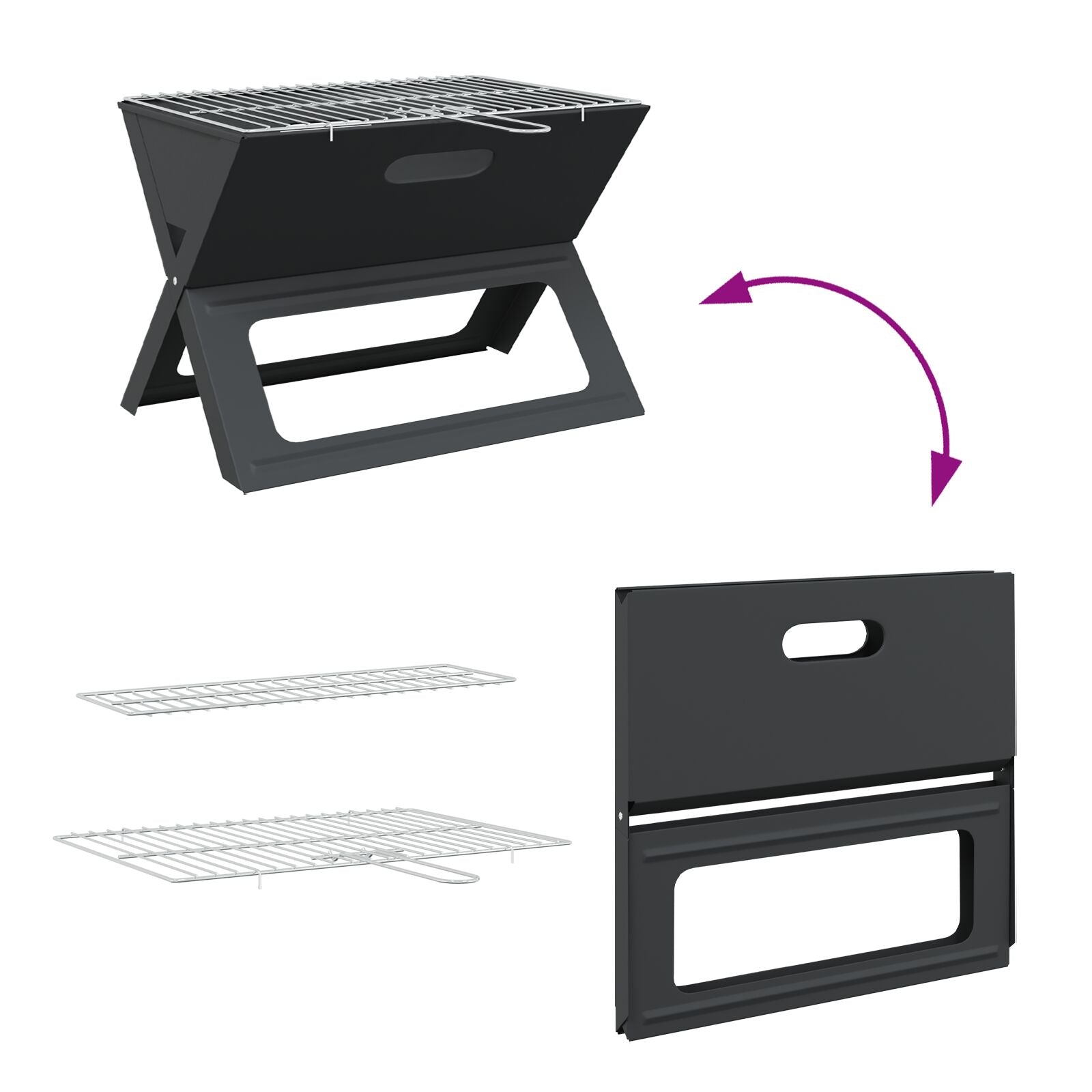 Kool Bbq Grill - Inklapbaar, Zwart, 46 X 30 X 31 Cm, Gemaakt Van Staal