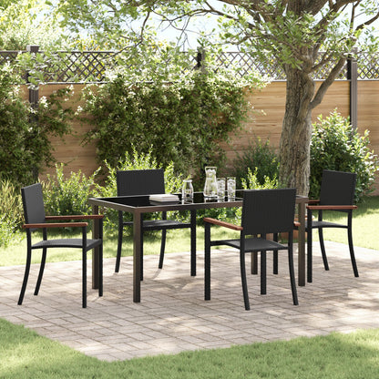 5 Delige Tuin Eetset Zwarte Poly Rattan