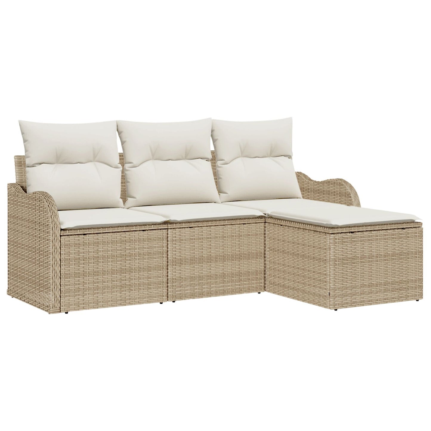4-delige tuin sofa set met kussens beige poly rattan, vidaXL 2-zits tuin sofa met kussens beige poly rattan
