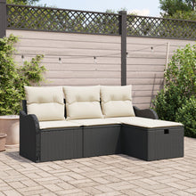 4-Delige Tuinsofa Set Met Kussens Zwart Poly Rattan, 2-Zits Tuinsofa Met Opbergruimte & Kussens Zwart Poly Rattan Wit