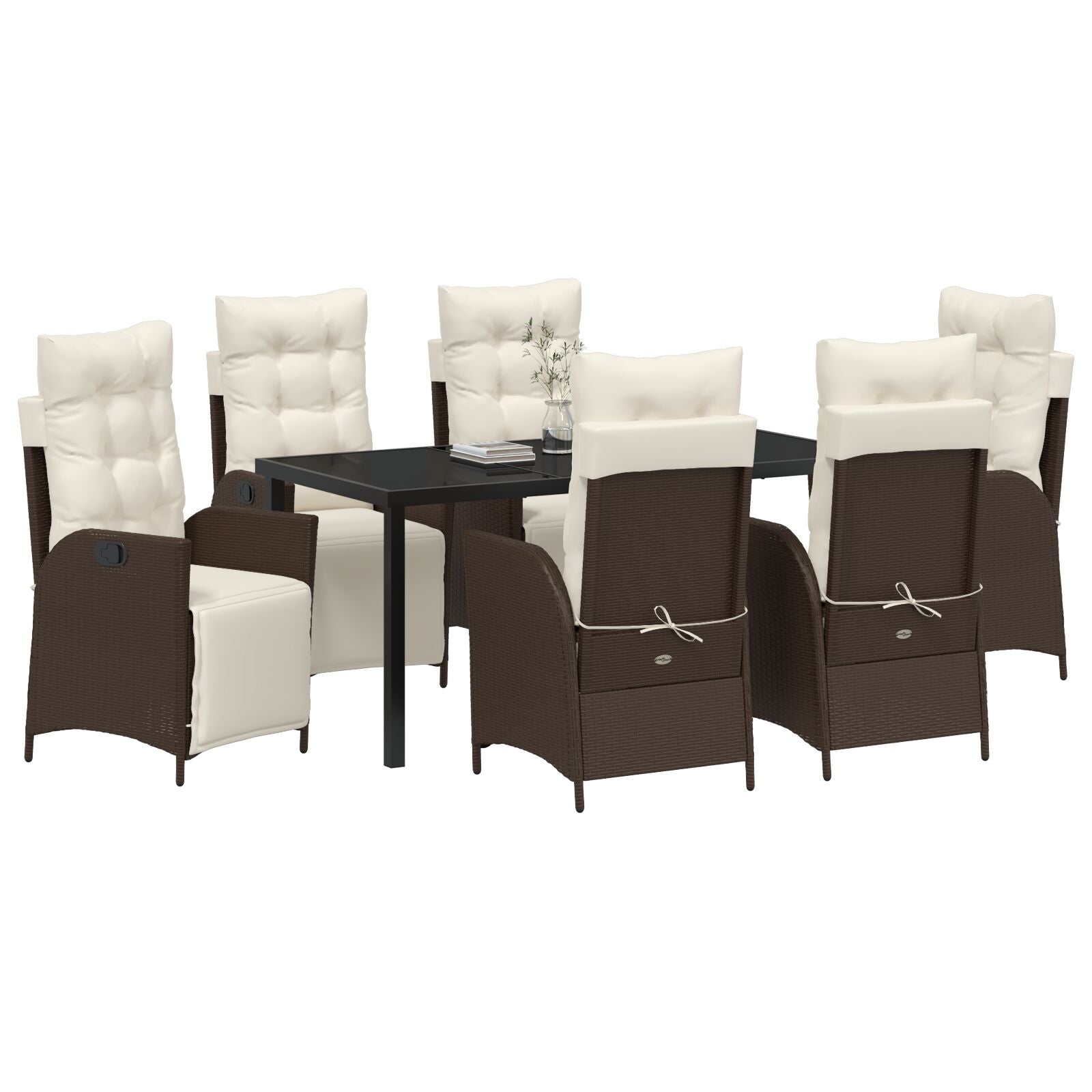 7 Delige Tuin Eet Set Bruin Poly Rattan