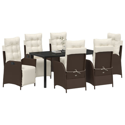7 Delige Tuin Eet Set Bruin Poly Rattan