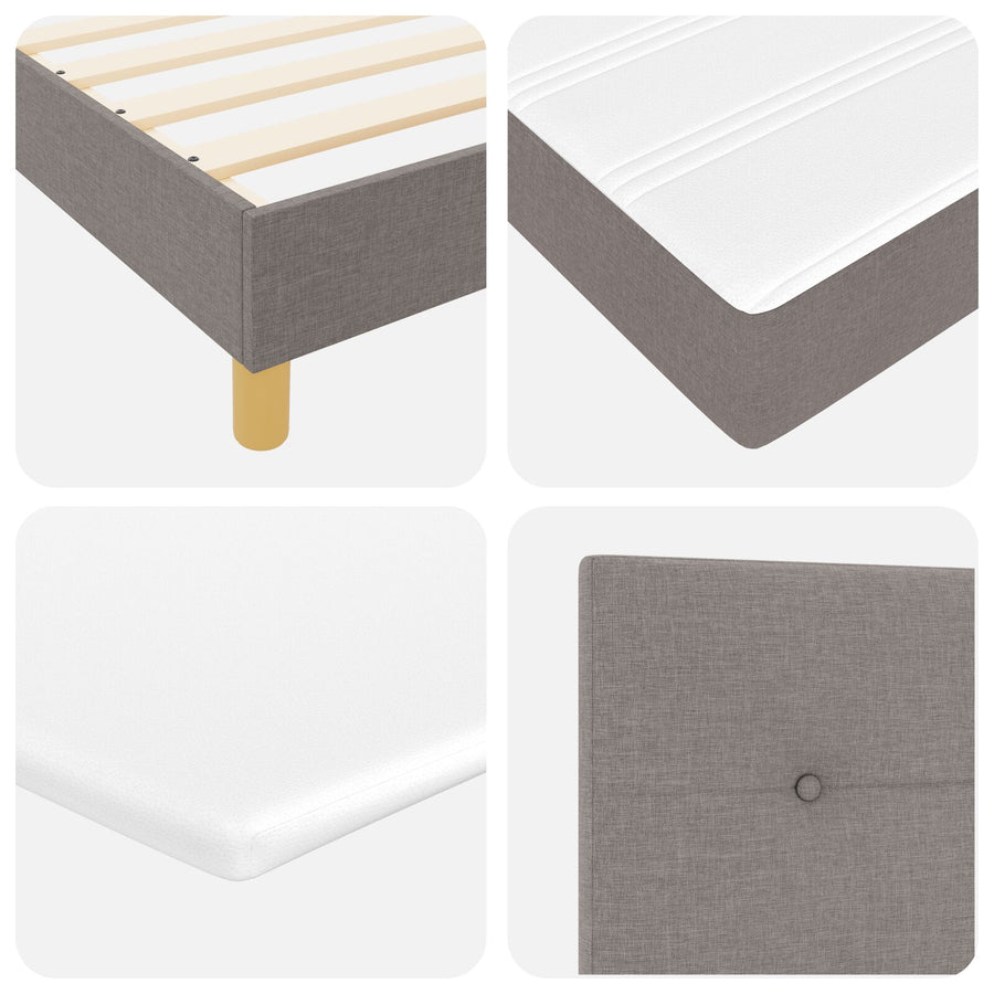 Boxspring Bed Met Matras Stof Taupe 180 x 200 cm Knoopgestikt
