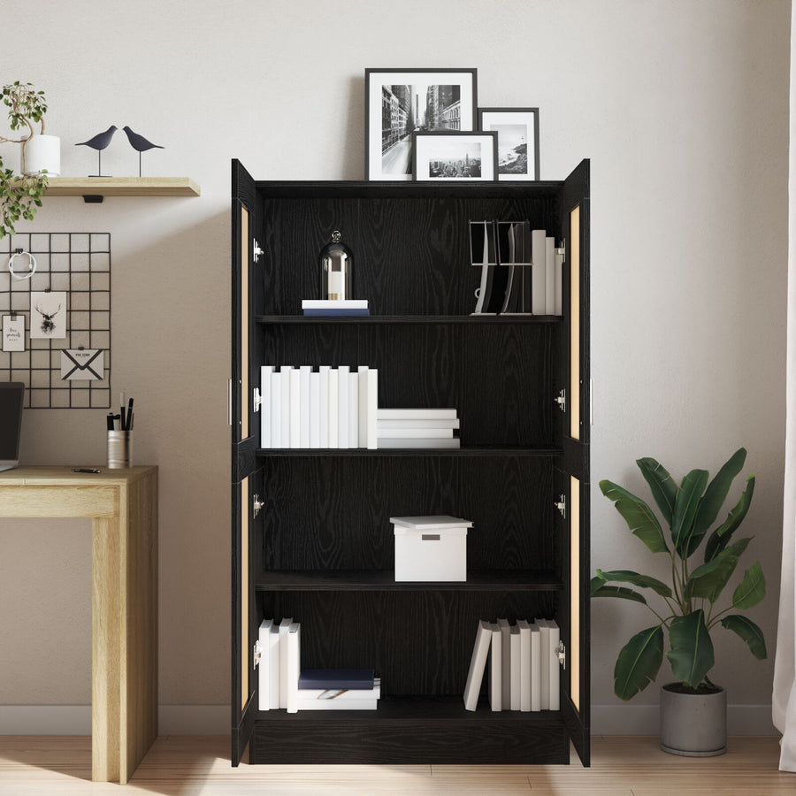 Boekenkasten 2 Stuks Zwart Eiken 165X30,5X150 Cm Geschuurd Hout