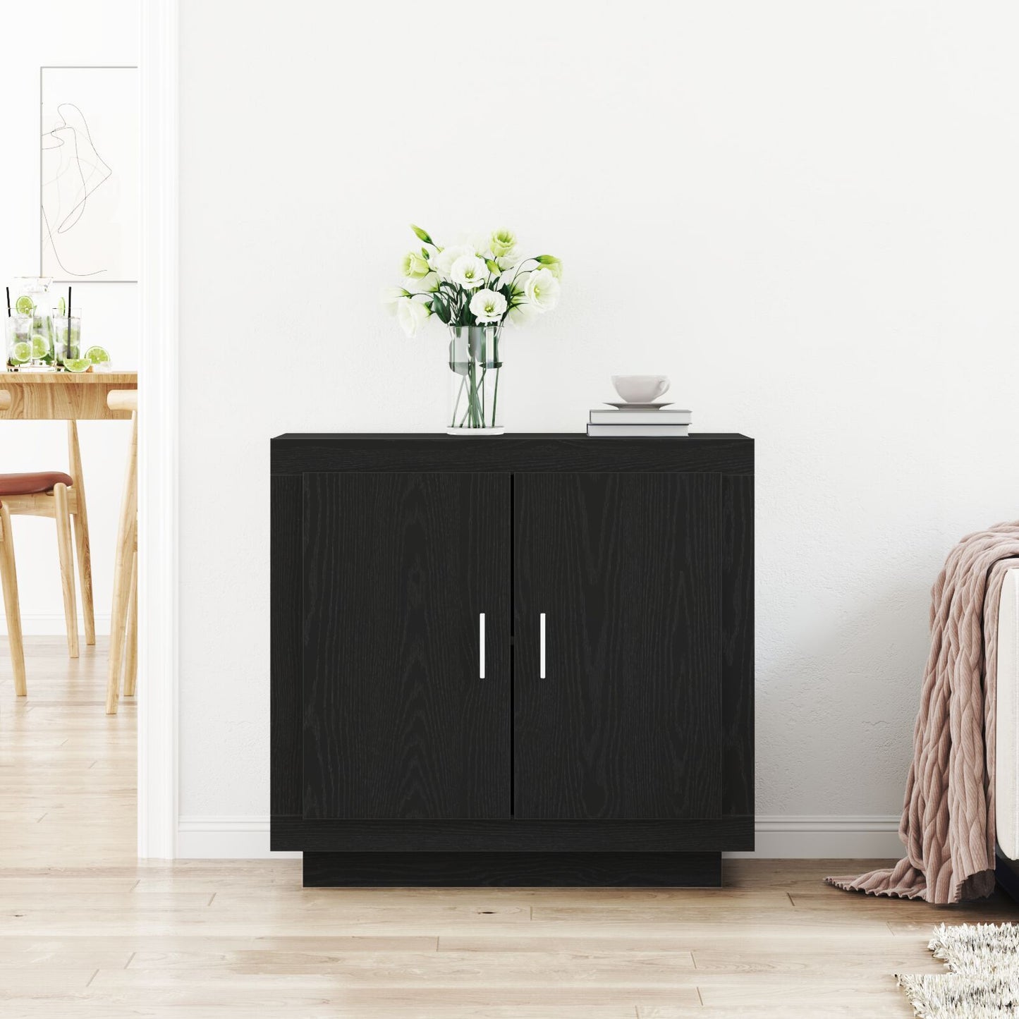 Sideboard 80X40X75 Cm Gelaagd Hout Zwart eiken