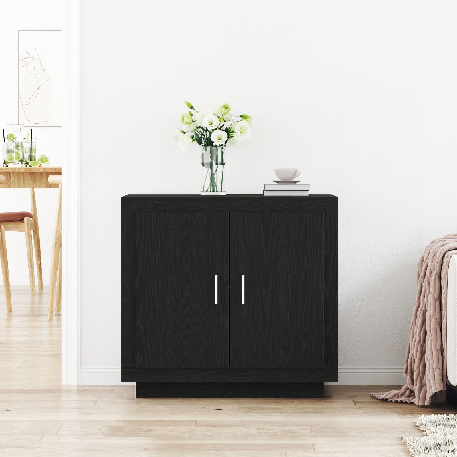 Sideboard 80X40X75 Cm Gelaagd Hout Zwart eiken