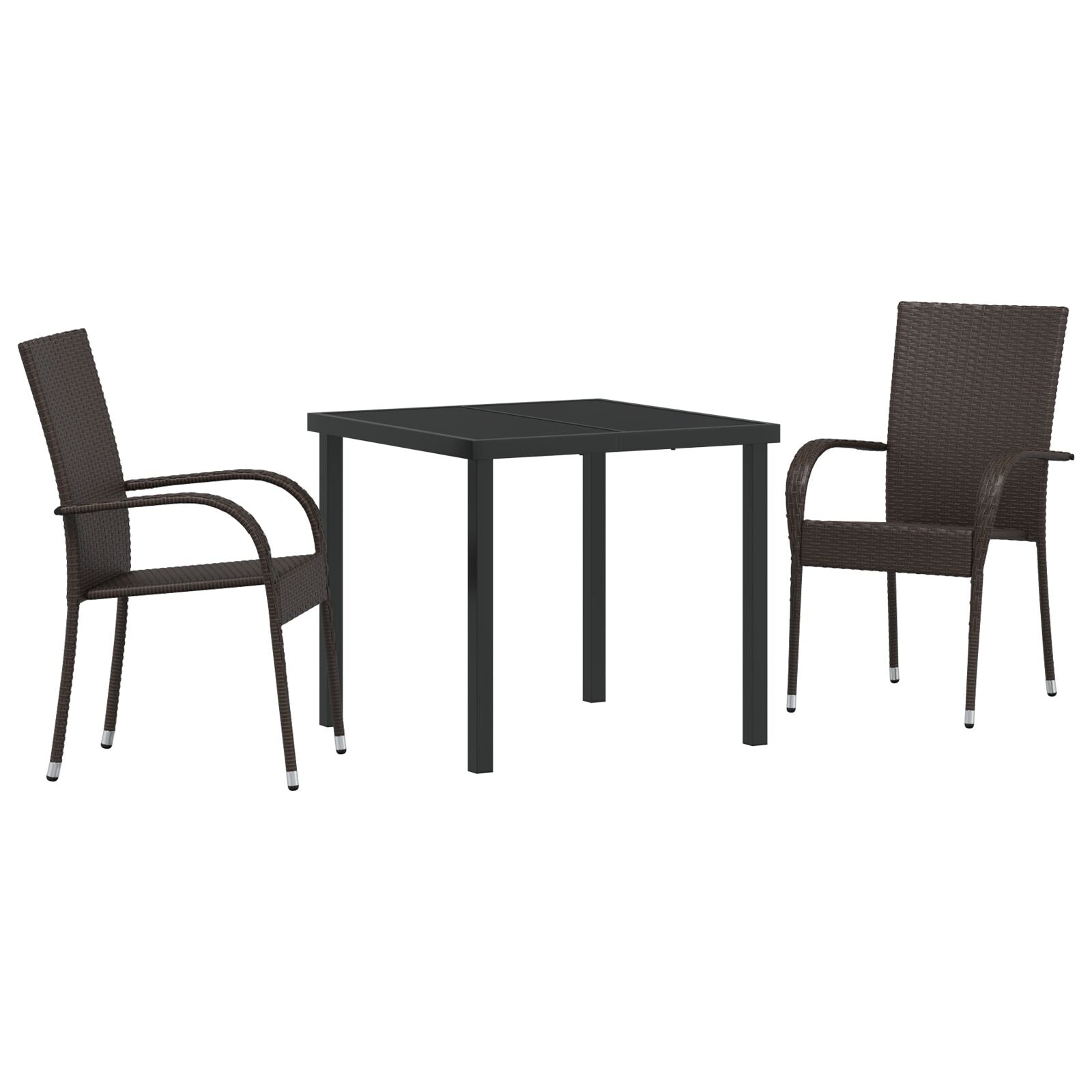3-Persoons Tuin Eetset Bruin Poly Rattan