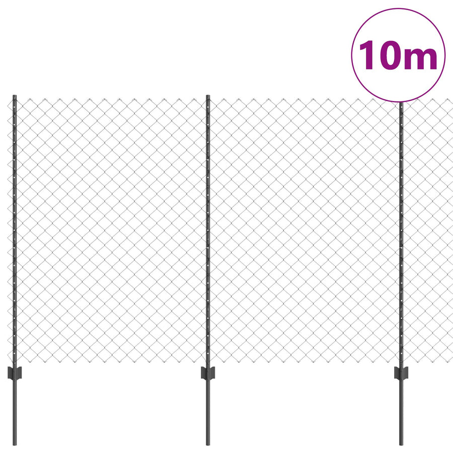 Kettinglink Hek Met 20 U-Palen Grijs 1,5X10 M Staal