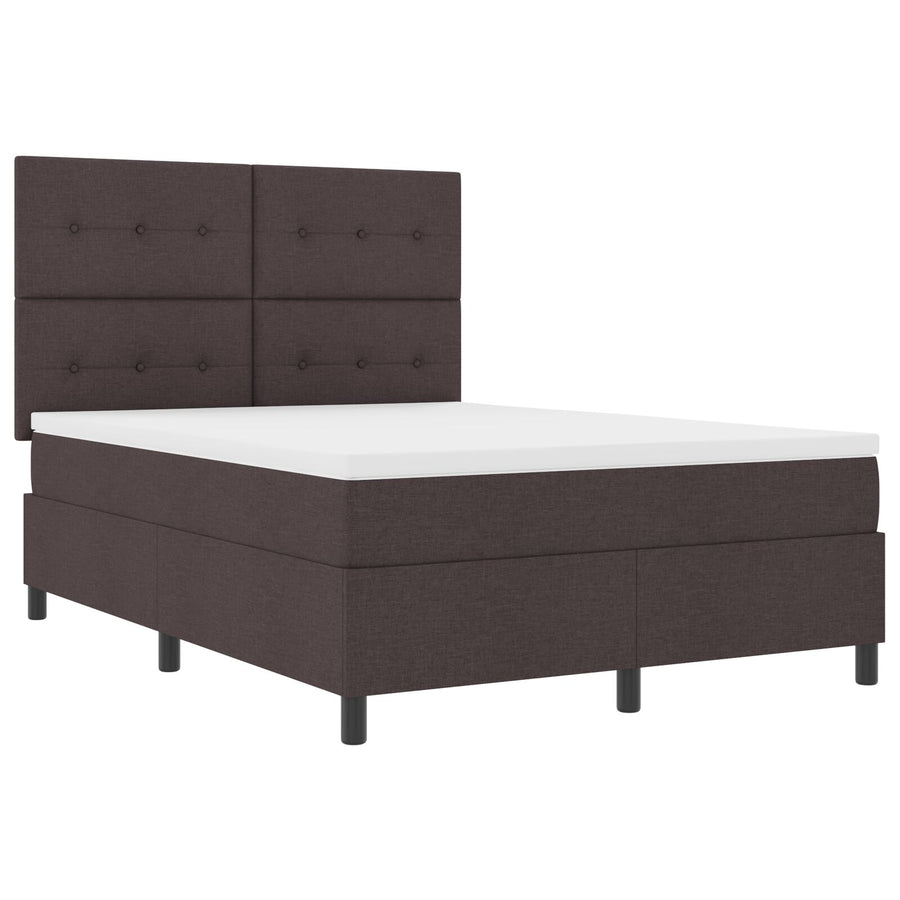 Boxspringbed Met Matras Stof Donkerbruin 140 x 190 cm Met knopen