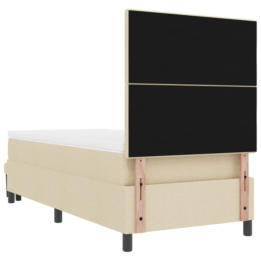 Boxspringbed Met Matras & Bank Stof Crème 80 x 200 cm Knopgevoerd