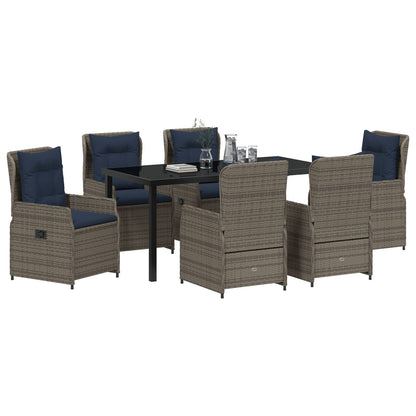 7-Delig Tuin Eettafel Set Grijze Poly Rattan
