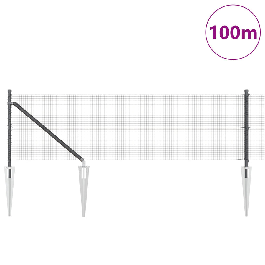 Gelaste Draadhek Met 13 Spike Palen Grijs 0.5X100 M Staal Gegalvaniseerd Staal