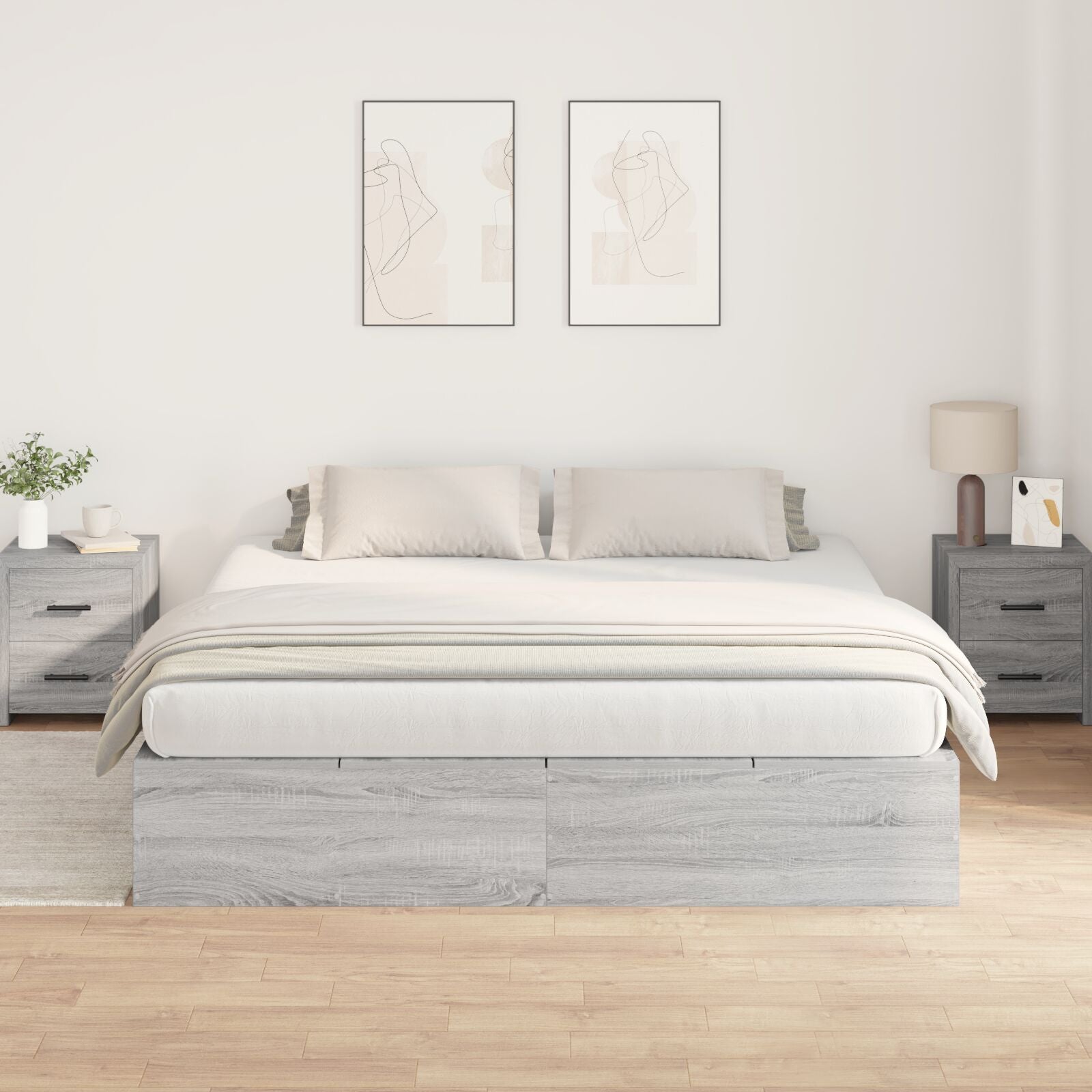 Opbergbedframe Grijs Sonoma 200 x 200 cm